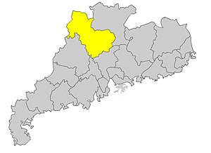 Location of Qingyuan City in Guangdong Province