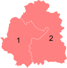 La carte des circonscriptions législatives de l'Indre.