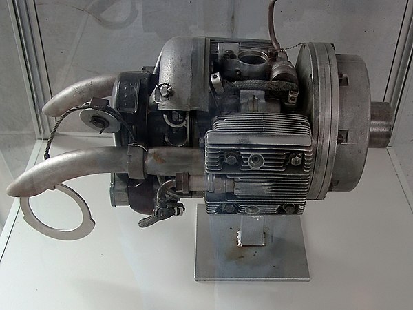 The Riedel 2-stroke engine used as the pioneering example of an APU, to turn over the central shaft of both World War II-era German BMW 003 and Junker