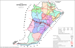 Mapa zobrazující rozdělení okresu Rohtas