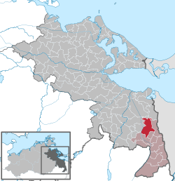 Elhelyezkedése Mecklenburg-Elő-Pomeránia térképén