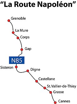 Route Napoleon France Map Route Napoléon - Wikipedia