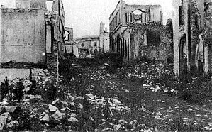 Ruins of the Armenian quarters of Shusha after being burned down by Tatars in March 1920 Shusha.jpg