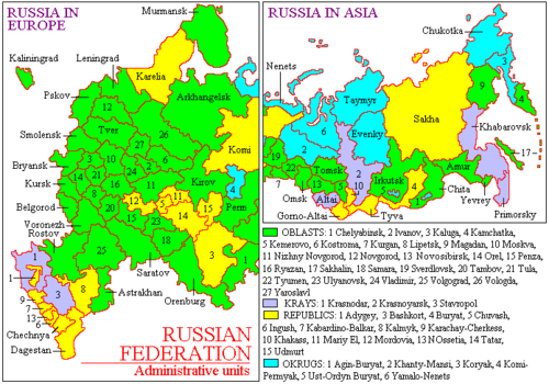ruska federacija karta Federalni subjekti Rusije   Wikipedia ruska federacija karta