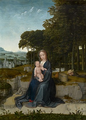 Rust tijdens de vlucht naar Egypte, Gerard David, 16de eeuw, Koninklijk Museum voor Schone Kunsten Antwerpen, 47.jpg