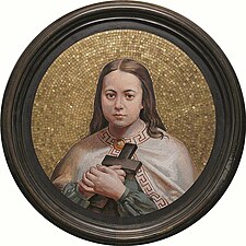 Мозаичный медальон «Св. Вера» (1862) копия с медальона ― портрета Марии Краснокутской (жены друга И. П. Раулова ― музыканта Льва Краснокутского)