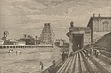 Sacred Tank and Pagoda at Chillambaran, India, c 1870.jpg