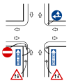 Esempio di applicazione dei segnali senso unico, direzioni consentite, doppio senso di circolazione[27]