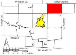 Scott Township okulunun Marion County şehrindeki konumu