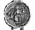 Przemyslaw II:s kungliga sigill från 1296. Inskriptionen lyder: PREMISLII DEI GRACIA REGIS POLONIA ET DUCIS POMORANIE ("Przemyslaw av guds nåde kung av Polen och hertig av Pommerellen").