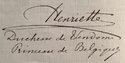 Prenses Henriette'nin imzası