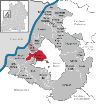 Läget för Sinzheim i Landkreis Rastatt