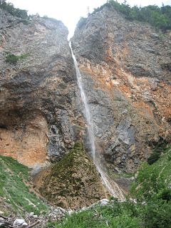 Rinka Falls waterfall in Slovenia
