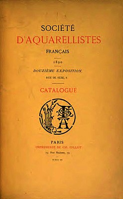 Обложка каталога 12-й выставки Французского общества акварелистов, Париж, 1890 год.