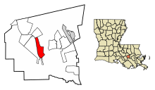 St. James Parish Louisiana Incorporated and Unincorporated areas Convent Highlighted.svg