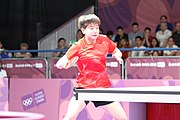 Deutsch: Tischtennis bei den Olympischen Jugendspielen 2018; Tag 9, 15. Oktober 2018; Mixed, Finale, Mixed-Doppel – Miu Hirano (JPN) gegen Sun Yingsha (CHN) 2:3 English: Table tennis at the 2018 Summer Youth Olympics at 15 October 2018 – Mixed Final, Mixed-Double – Miu Hirano (JPN) Vs Sun Yingsha (CHN) 2:3