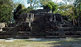 North Face of the Temple of Masks, E Group Uaxactun TempleOfMasks Uaxactun.JPG