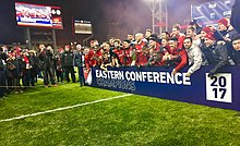 Members of Toronto FC taking a group photograph in BMO Field after being crowned as the Eastern Conference playoff champions in 2017 Tfcorig.jpg