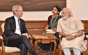 The Apple CEO, Mr. Tim Cook calls on the Prime Minister, Shri Narendra Modi, in New Delhi on May 21, 2016 (1).jpg