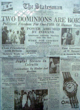 The Statesman front page 15 August 1947.png