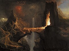 Espulsione.  Moon and Firelight (1828), di Thomas Cole, Museo Thyssen-Bornemisza, Madrid