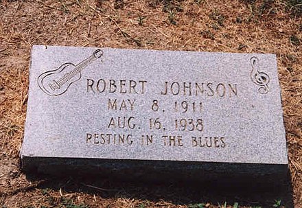 Sebuah pemakaman yang ditandai sebagai salah satu dari tiga batu nisan Robert Johnson