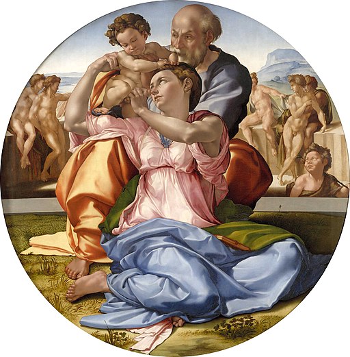 "Holy Family with St John the Baptist" by Michelangelo