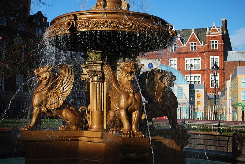 File:Town Hall Square Leicester fountain detail.jpg