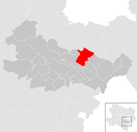 Poloha obce Traiskirchen  v okrese Baden (klikacia mapa)