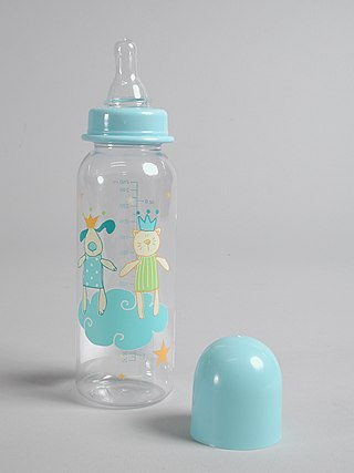 <span class="mw-page-title-main">Baby bottle</span> Bottle containing liquid (usually milk or formula) to nourish infant