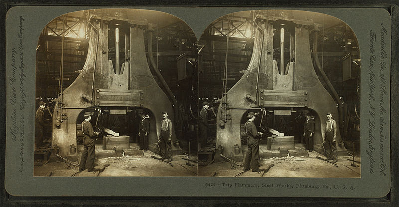 File:Trip hammers, steel works, Pittsburg, Pa., U.S.A, from Robert N. Dennis collection of stereoscopic views.jpg