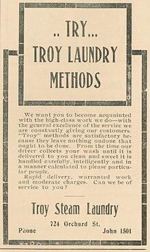 Troy Steam Laundry Advertisement, c. 1906 Troy Steam Laundry Advertisement.jpg