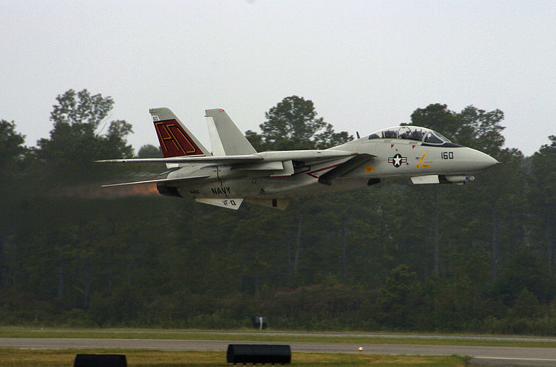 File:US Navy 050916-N-0295M-215 An F-14D Tomcat flies low over the runway in full afterburner after taking flight for its tactical flight demonstration.jpg