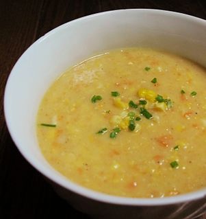 Corn chowder Creamy corn soup from the United States