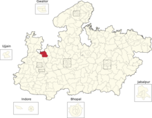 Vidhan Sabha constituencies of Madhya Pradesh (166-Agar highlighted).png