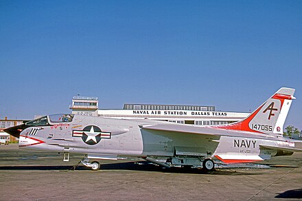 Vought F-8H Crusader II of VF-201 at Naval Air Station Dallas in October 1975 Vought F-8H 147055 VF-201 Dallas NAS 19.10.75 edited-3.jpg