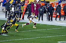 Sims playing against the Pittsburgh Steelers in 2020 WAS at PIT Photo 103 (50696279536).jpg