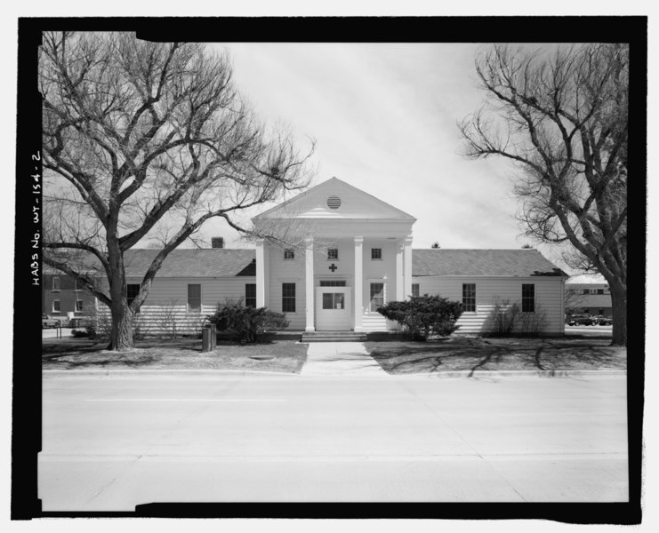 File:WEST FRONT OF BUILDING. VIEW TO SOUTHEAST. - Fort David A. Russell, Red Cross Building, Third Street between Randall Avenue and Tenth Cavalry Avenue, Cheyenne, Laramie County, WY HABS WY-154-2.tif