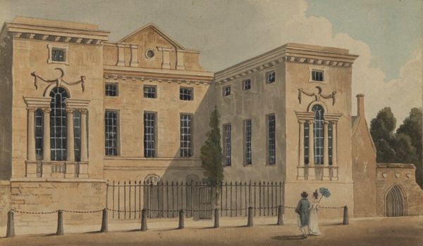 Worcester College in the early 19th century. The projecting wings are the Hall (left) and the Chapel (right)