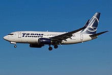 A TAROM Boeing 737-700.