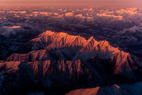 Verkhoyansk Range. Area of rugged ridges.