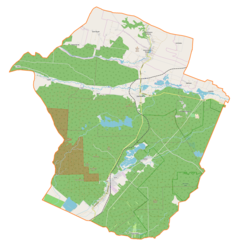 Mapa konturowa gminy Zaklików, blisko centrum u góry znajduje się punkt z opisem „Zaklików”