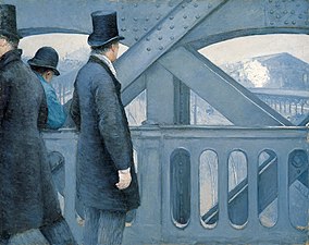 'On the Pont de l'Europe', oil on canvas painting by Gustave Caillebotte, 1876-77, Kimbell Art Museum.jpg