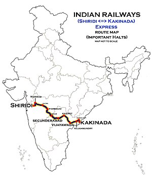 (شیریدی - کاکینادا) Express Route map.jpg