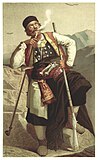 An 1870 painting of a Montenegrin man smoking a chibouk by Louis Salvator