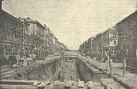 Bau der U-Bahn Linie M1 Budapest-Terézváros Theresienstadt (heute noch in Betrieb), 1896