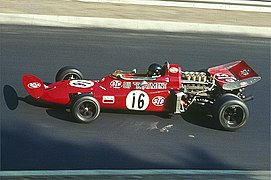 Andrea de Adamich during practice for German Grand Prix 1971 on Nürburgring, section “Fuchsröhre”