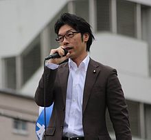 Kota Matsuda speaking in March 2015 2015 3 30 Jie Tou Yan Shuo wosuruSong Tian Gong Tai Shi .jpg