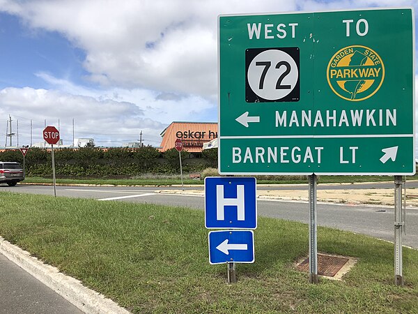 Route 72 westbound in Ship Bottom, the route's eastern terminus