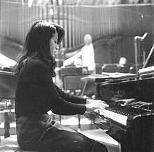 Argerich during a rehearsal with the orchestra for the final of the VII International Chopin Piano Competition, 1965